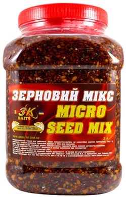 Зернова суміш 3KBaits Зерновий Мікс Micro Seed Mix (натуральний) відро/банка 3л 1861.02.93 фото