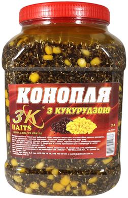 Зернова суміш 3KBaits Конопля з кукурудзою (70/30) банка 3л 1861.02.97 фото