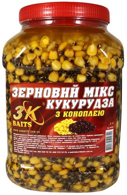 Зерновая смесь 3KBaits Зерновий Мікс Кукурудза (з коноплею) банка 3л 1861.02.98 фото