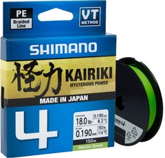 Шнур Shimano Kairiki 4 PE (Mantis Green) 150m 2266.45.80 фото